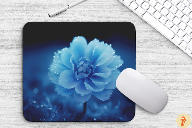 frozen-blue-flower-on-snow-mouse-pad