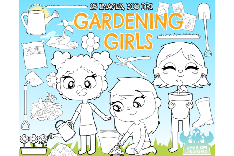 gardening-girls-digital-stamps-lime-and-kiwi-designs