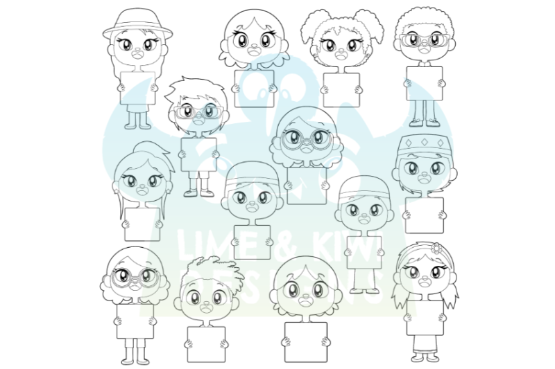 kids-holding-signs-1-digital-stamps-lime-and-kiwi-designs