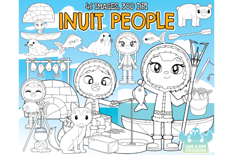 inuit-people-digital-stamps-lime-and-kiwi-designs