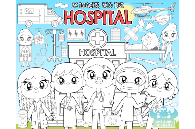 hospital-digital-stamps-lime-and-kiwi-designs