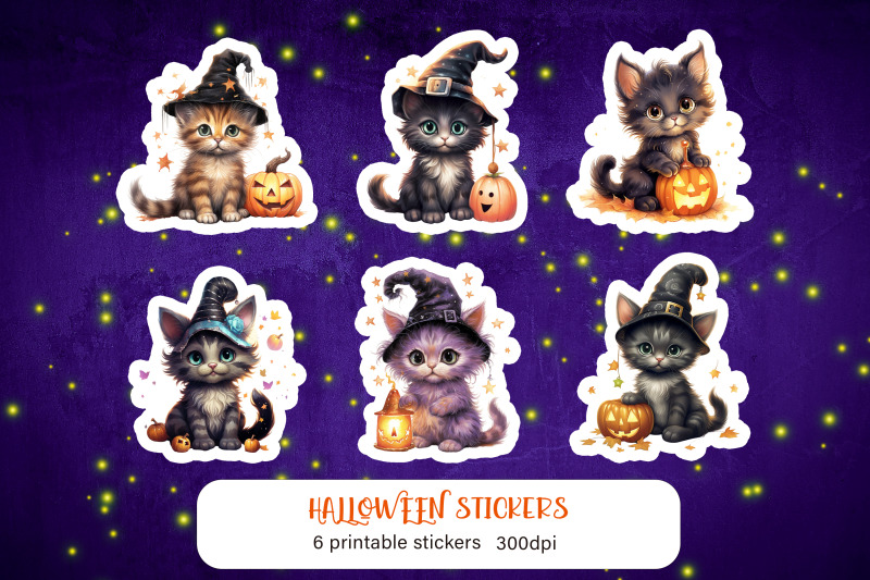 cute-cartoon-cat-sticker-halloween-sticker-png