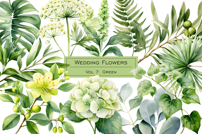 watercolor-green-wedding-flowers-and-leaves-clipart-greenery-clip-art-green-color-plants-green-floral-wedding-watercolor-set