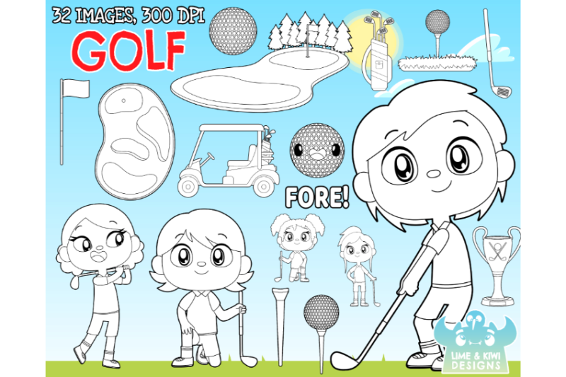 golf-digital-stamps-lime-and-kiwi-designs