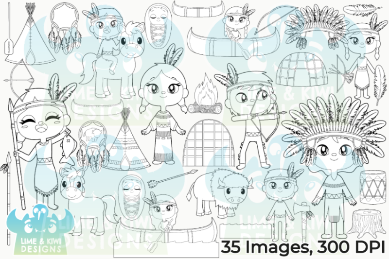 native-americans-digital-stamps-lime-and-kiwi-designs