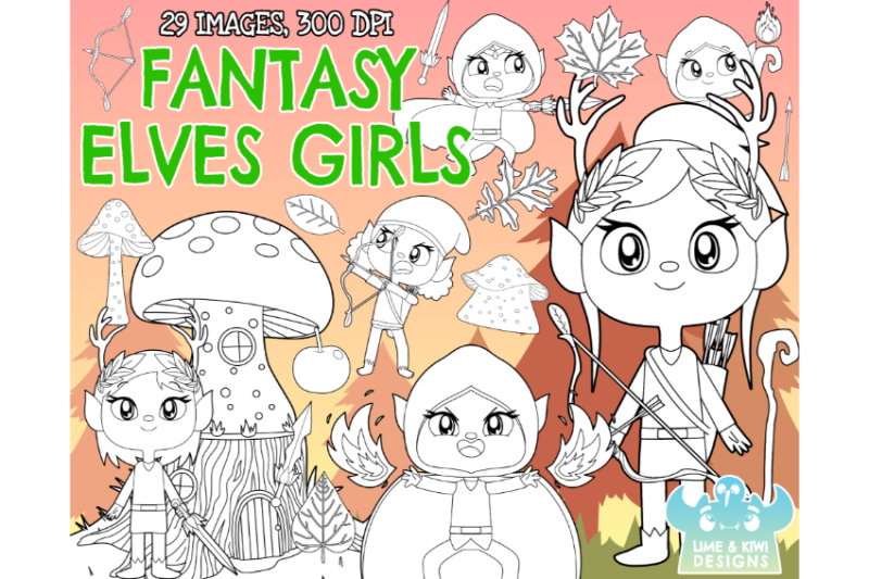 fantasy-elves-girls-digital-stamps-lime-and-kiwi-designs