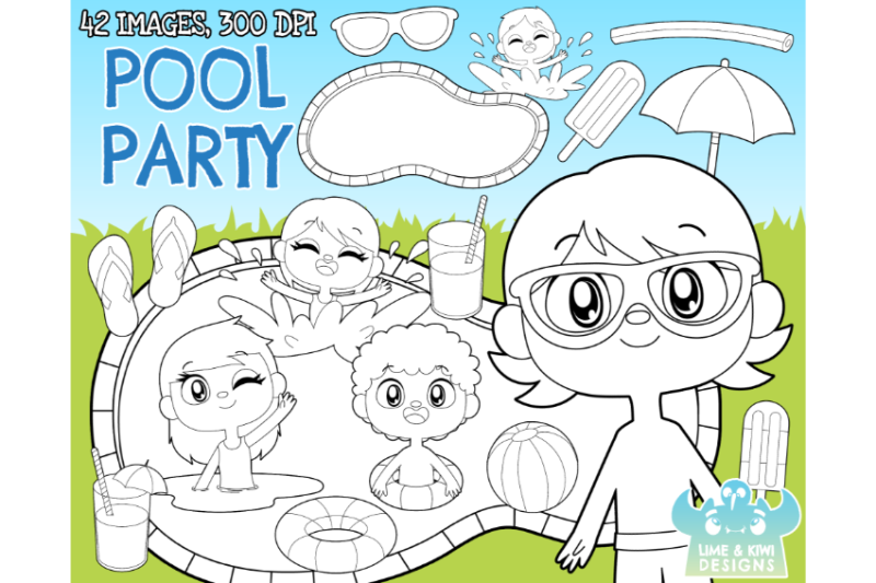 pool-party-digital-stamps-lime-and-kiwi-designs