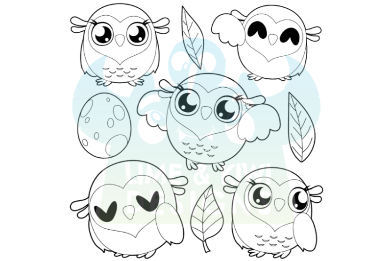 owls-digital-stamps-lime-and-kiwi-designs