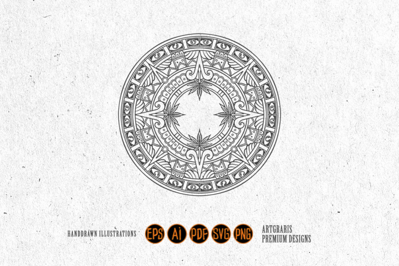 elegant-cannabis-mandala-circle-monochrome