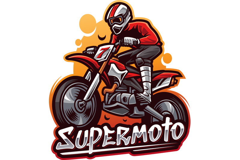 super-moto-esport-mascot-logo-design