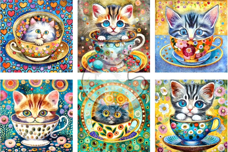 teacup-kittens-transparent-watercolor-paintings