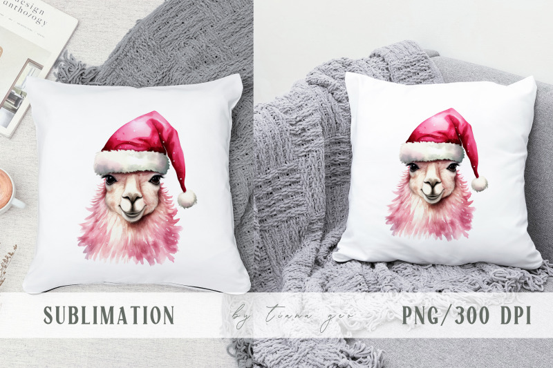 cute-watercolor-christmas-santa-llama-clipart-1-png-file