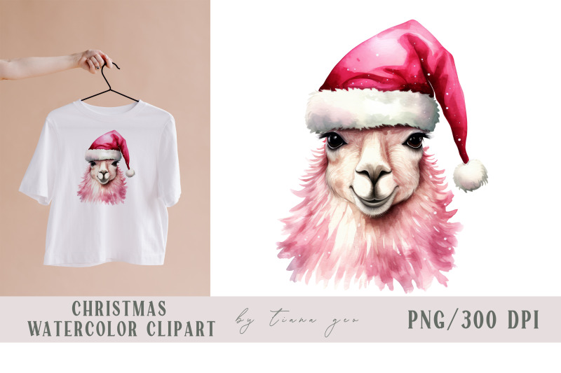 cute-watercolor-christmas-santa-llama-clipart-1-png-file