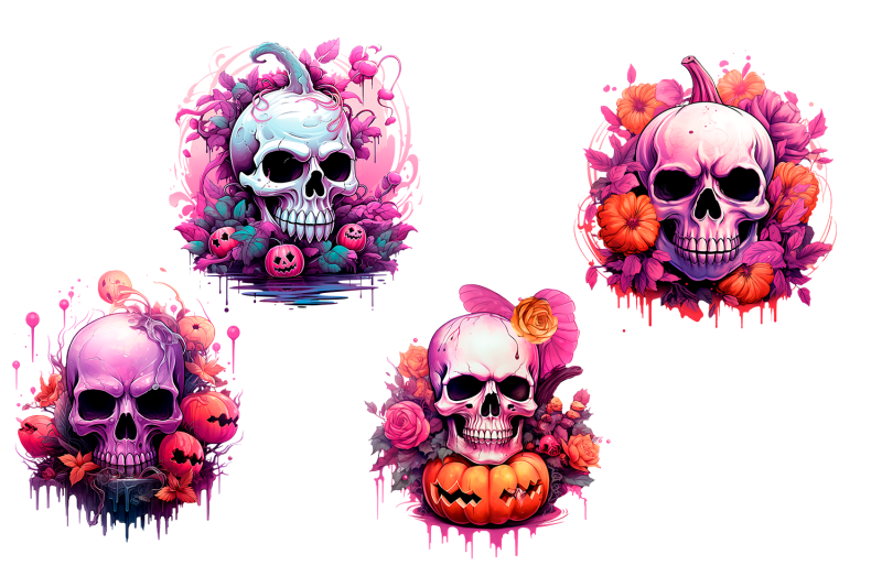 halloween-skull-watercolor-skull-pumpkin-clipart