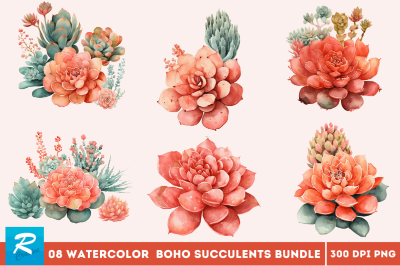 watercolor-boho-succulents-clipart-bundle