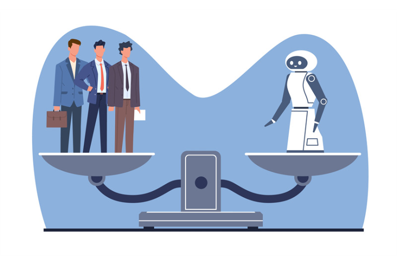 robot-on-scale-equal-to-three-business-people-ai-outweighs-human-fut