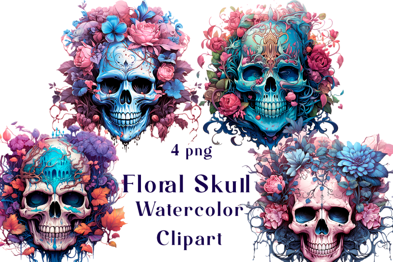 floral-skull-watercolor-clipart