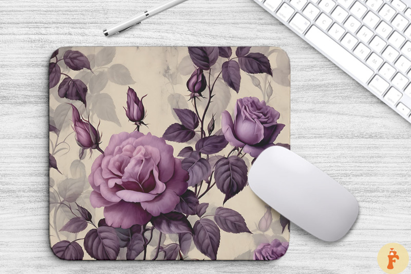 vintage-purple-roses-pattern-mouse-pad