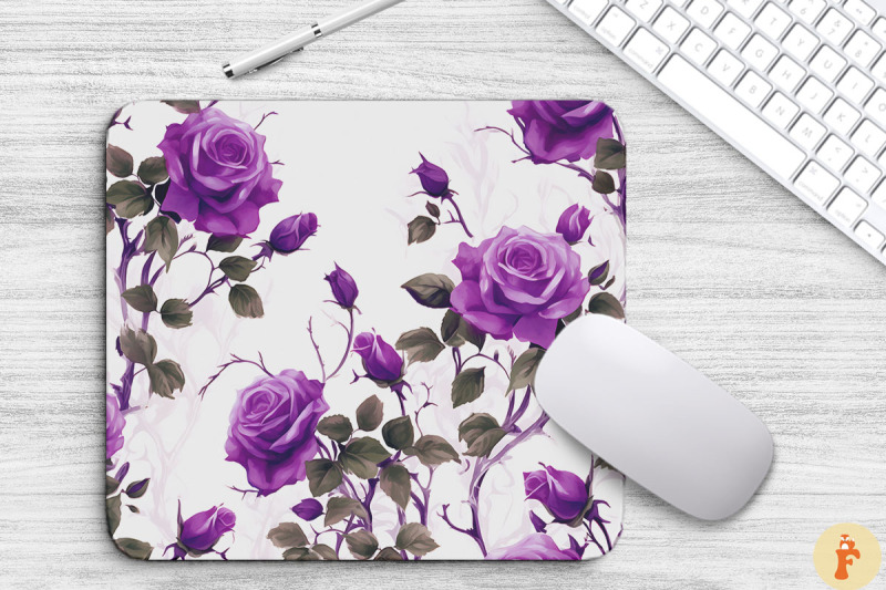 vines-purple-roses-mouse-pad-design