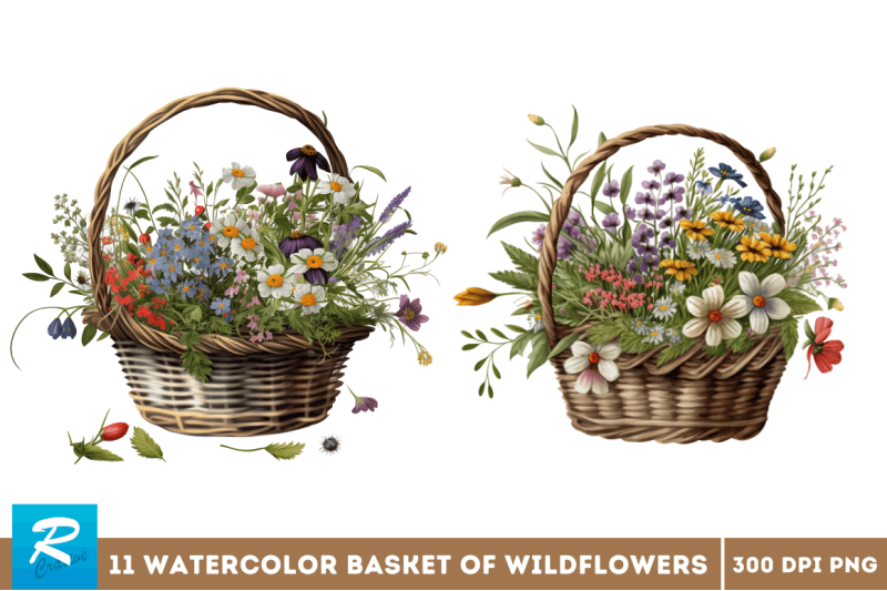basket-of-wildflowers-clipart-bundle