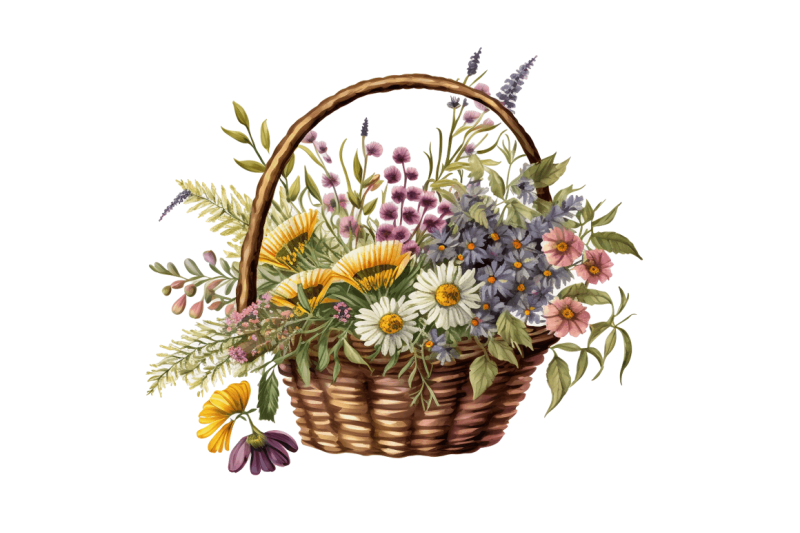 basket-of-wildflowers-clipart-bundle