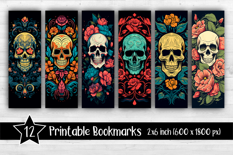 skull-bookmarks-printable-2x6-inch