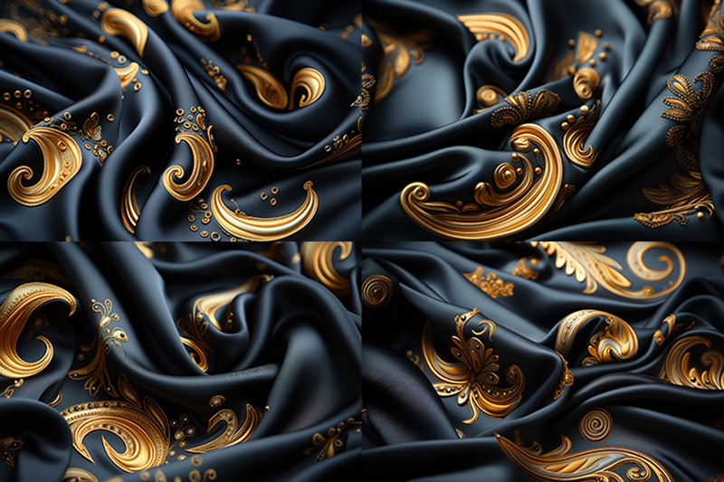 a-close-up-of-a-blue-and-gold-paisley-print-fabric