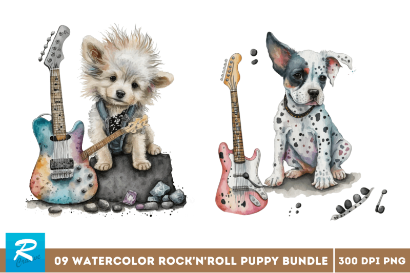 rock-039-n-039-roll-puppy-clipart-bundle
