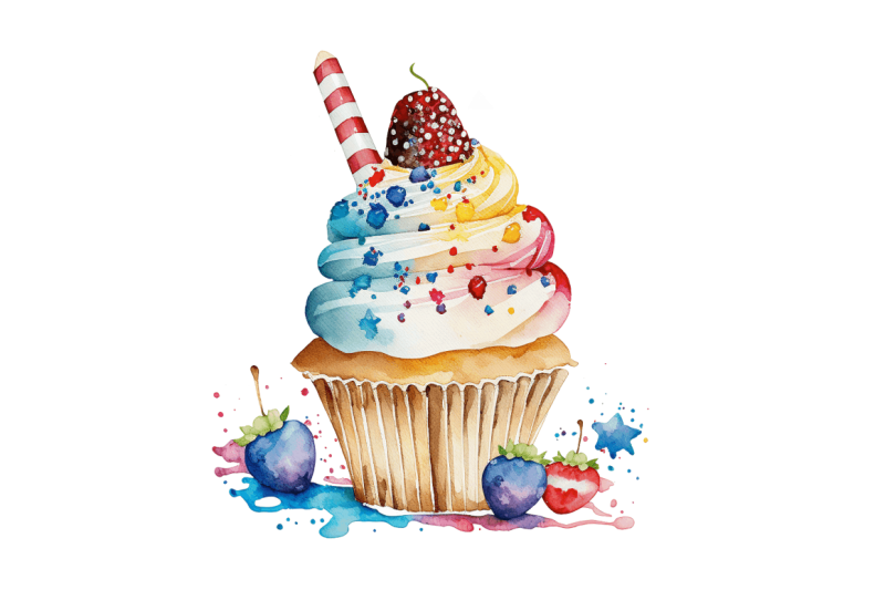 watercolor-4th-of-july-cute-cupcake-clipart-bundle