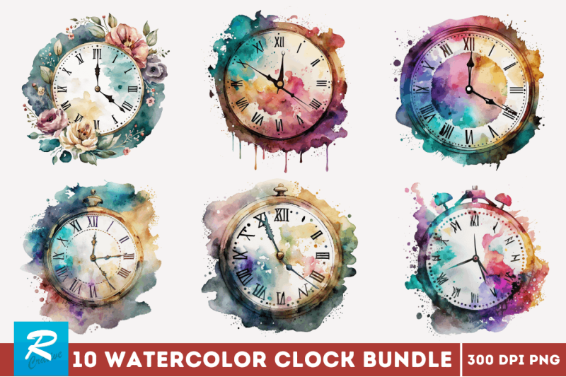 watercolor-clock-clipart-bundle