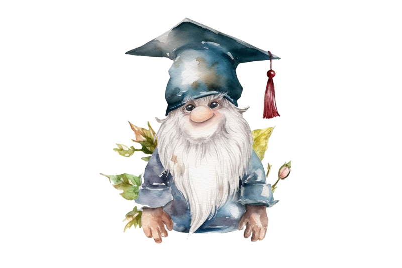 watercolor-gnome-graduate-clipart-bundle