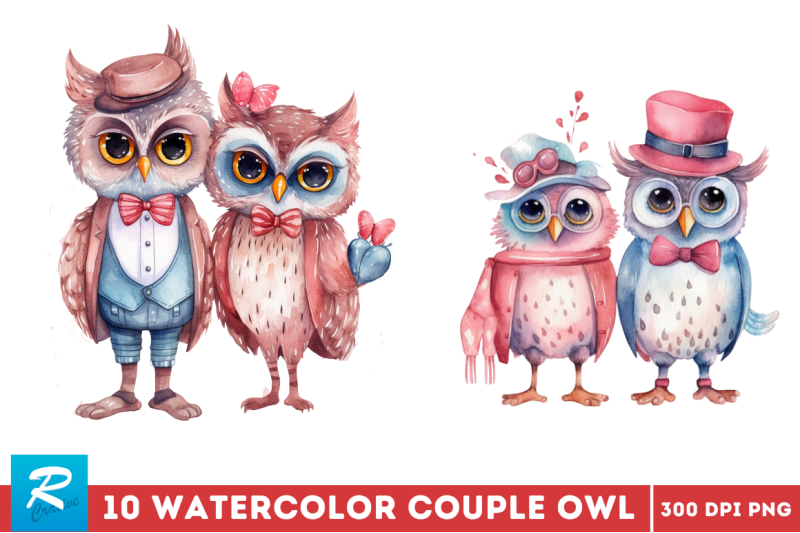 watercolor-cute-couple-owl-clipart-bundle