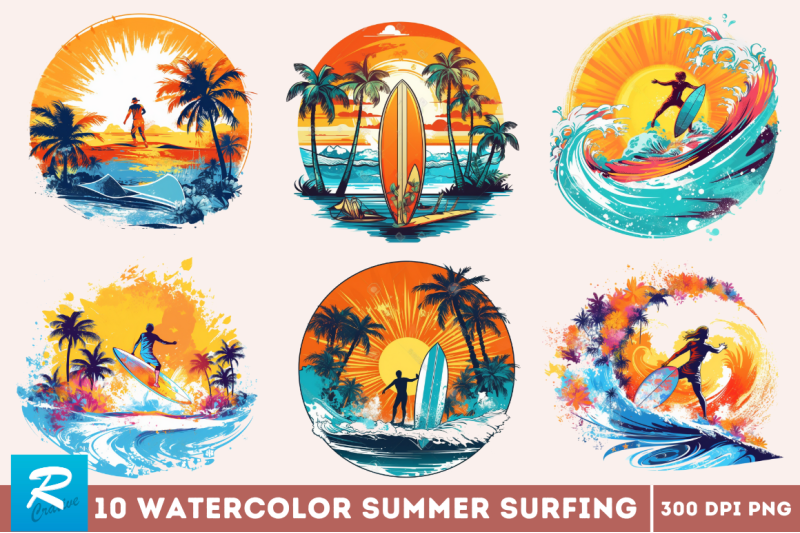 summer-surfing-clipart-bundle