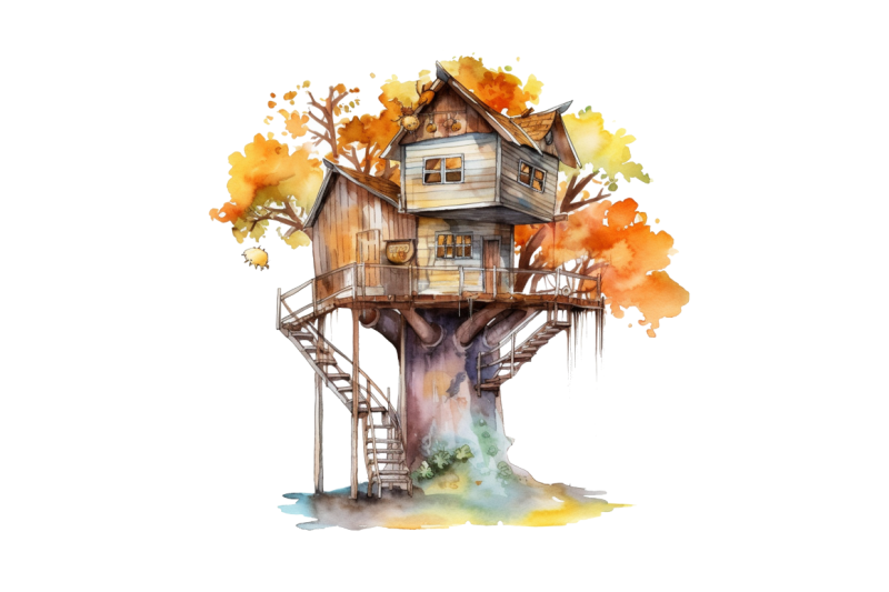 watercolor-treehouse-clipart-bundle