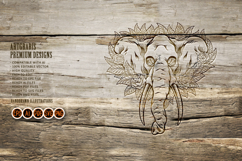 dead-beauty-elephant-with-floral-accents-outline