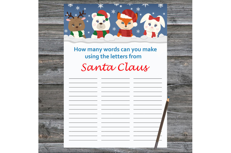 winter-animals-xmas-card-how-many-words-can-you-make-from-santa-claus