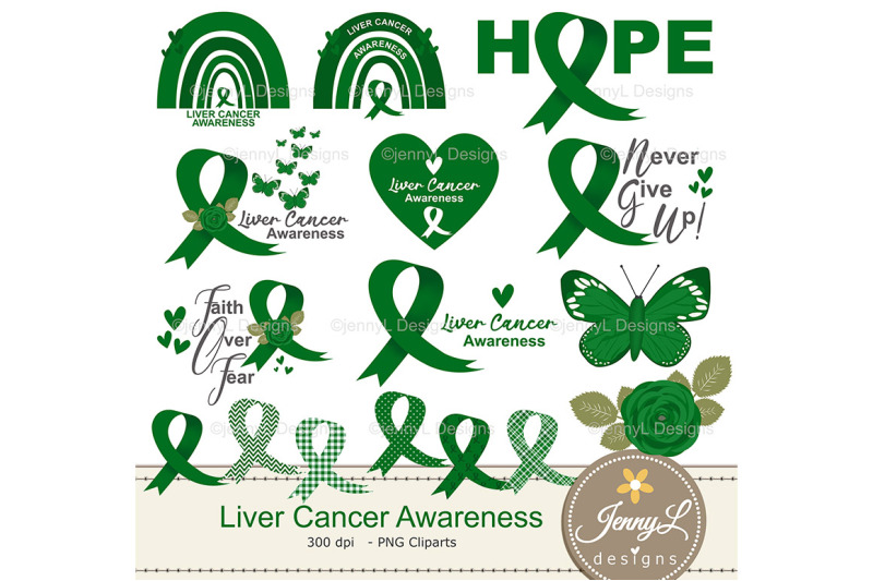 liver-cancer-awareness-digital-papers-emerald-green-ribbon-clipart