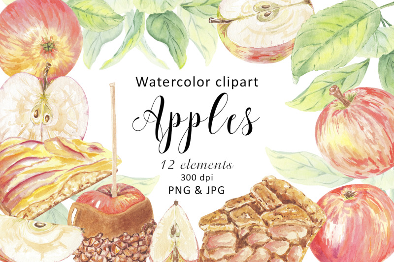 watercolor-clipart-apples-pie-cake-png