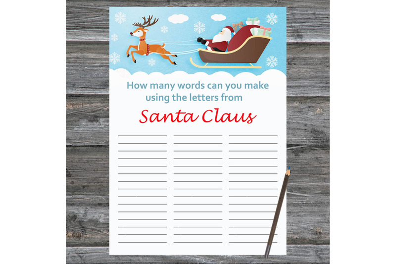 santa-reindeer-xmas-card-how-many-words-can-you-make-from-santa-claus
