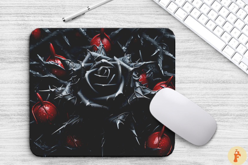 black-rose-and-thorns-mouse-pad-design