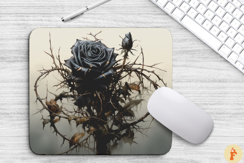 black-rose-and-thorns-mouse-pad-design