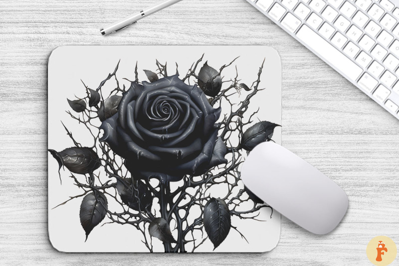 black-rose-and-thorns-mouse-pad-design