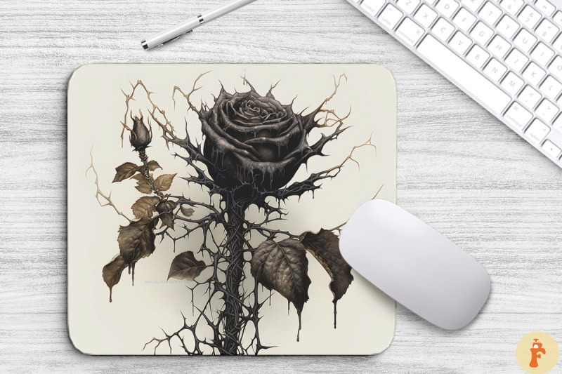 black-rose-and-thorns-mouse-pad-design