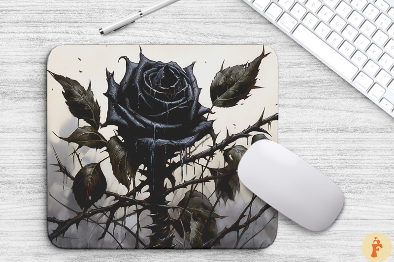 black-rose-and-thorns-mouse-pad-design