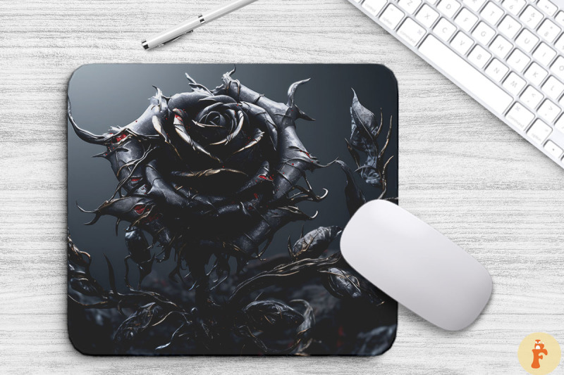 black-rose-and-thorns-mouse-pad-design