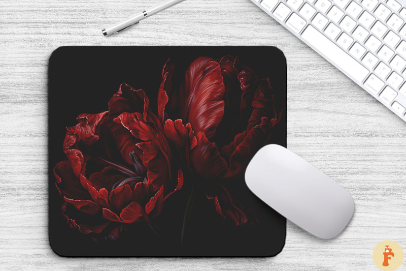 deep-red-flowers-on-a-black-mouse-pad