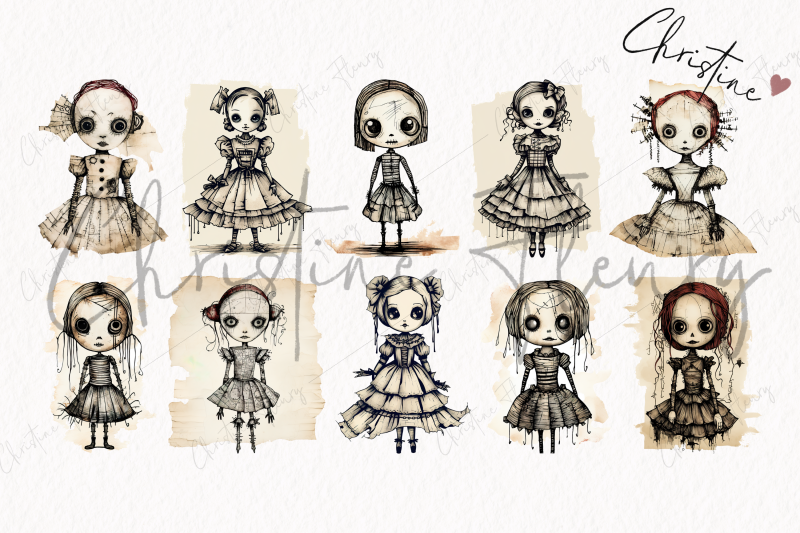 vintage-goth-doll-clipart