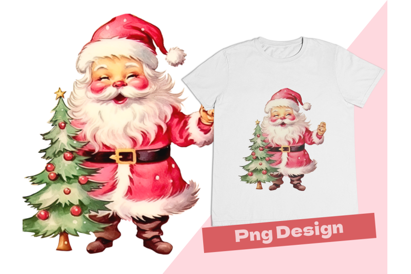 retro-santa-art-with-pine-tree-png-download-for-sublimation-graphics