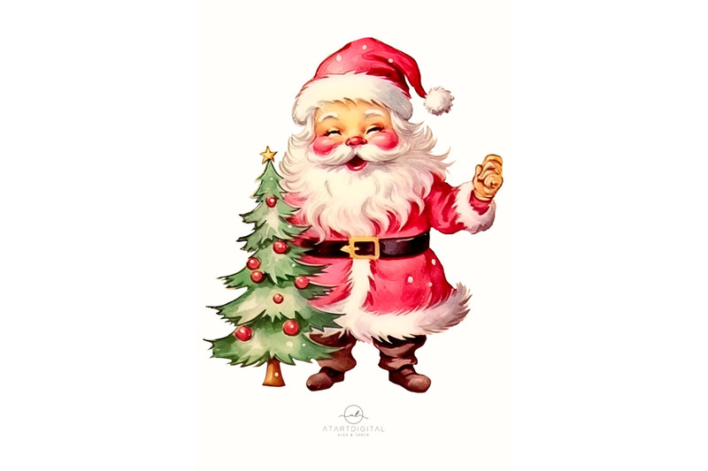 retro-santa-art-with-pine-tree-png-download-for-sublimation-graphics