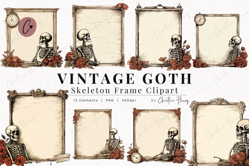 vintage-goth-skeleton-frame-clipart